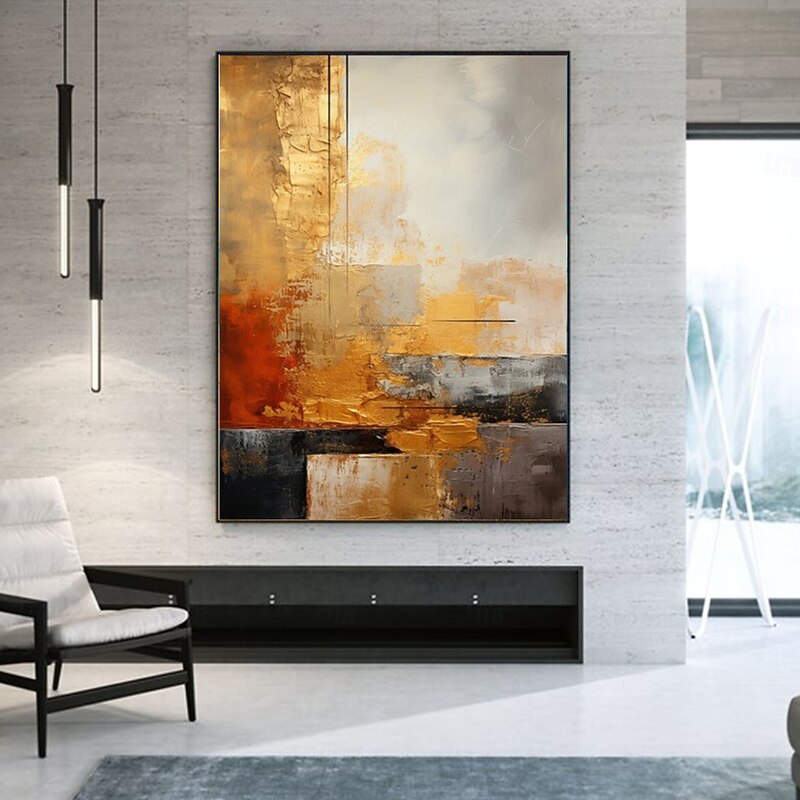 Handmade Oil PaintingCanvasWall Art DecorationAbstract Knife PaintingLandscape GoldFor Home Decor Rolled Frameless Unstressed Painting4