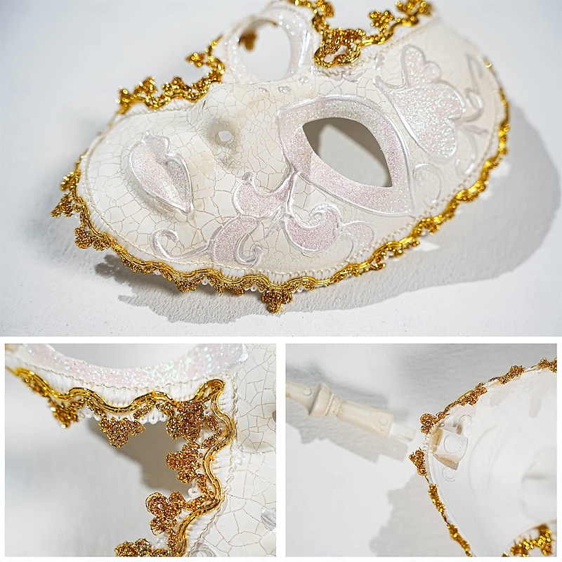 Halloween Mask Venetian Mask Mask On a Stick Carnival Mask Adults' Women's Halloween Carnival Mardi Gras Party Evening Wear Masquerade Prom Easy Halloween Costumes Dress Up4