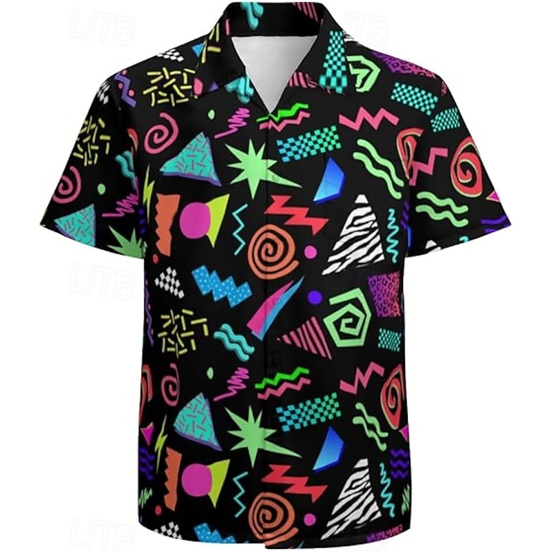 Retro Vintage 1980s Blouse / Shirt Fancy Dress Men's Halloween Carnival Masquerade Party / Evening Pride Parade Pride Month Adults' Shirt2