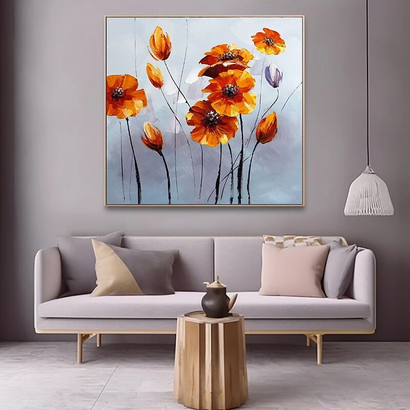 Handmade Oil Painting Canvas Wall Art Decoration Modern Little Fresh Style Flowers Plants Daisy for Home Dance Studio Decor Rolled Frameless Unstretched Painting3