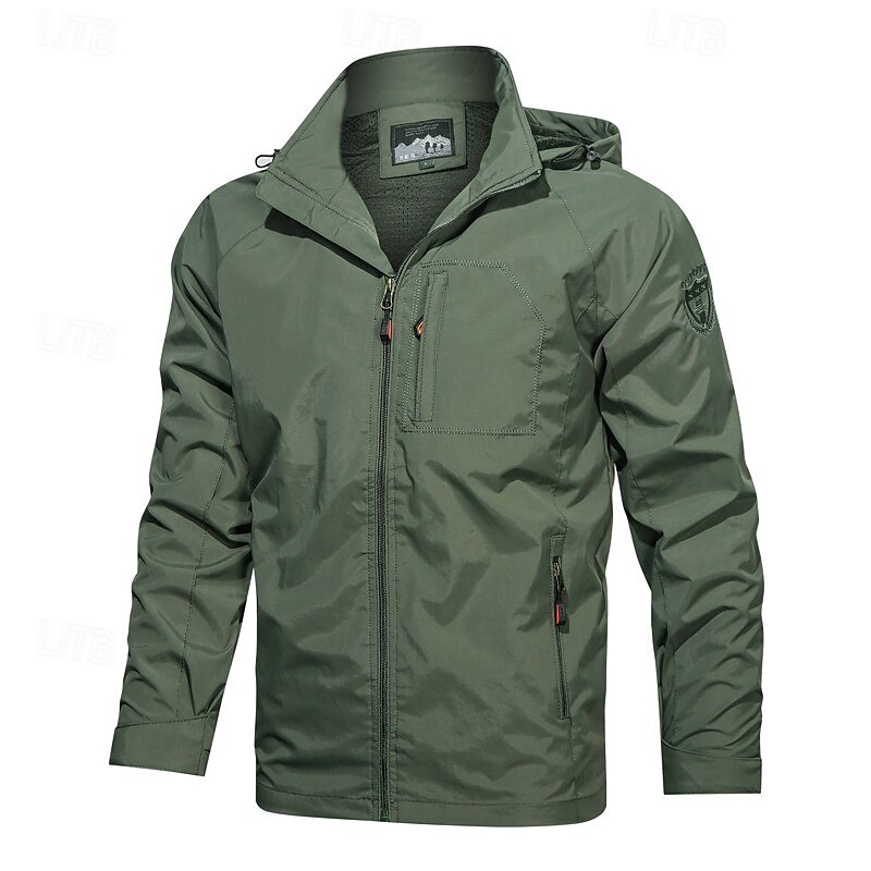 Men's Hiking Jacket Outdoor Windproof Lightweight Jacket Windbreaker Jacket Traveling Black Army Green Khaki Dark Blue