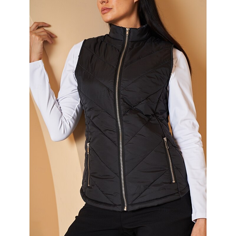 Women's Golf Vest Black Sleeveless Top Ladies Golf Attire Clothes Outfits Wear Apparel3
