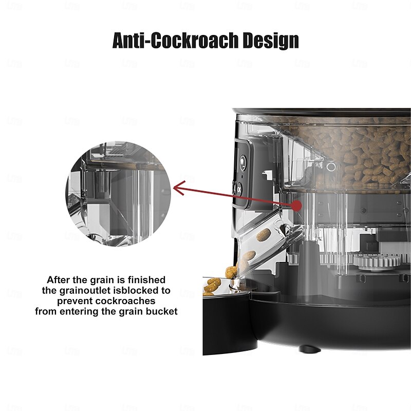 Dog Cat Pets Automatic Feeder Bowl ABS+PC Foldable Easy to Install Splittable Solid Colored Black Bowls & Feeding Home Daily3