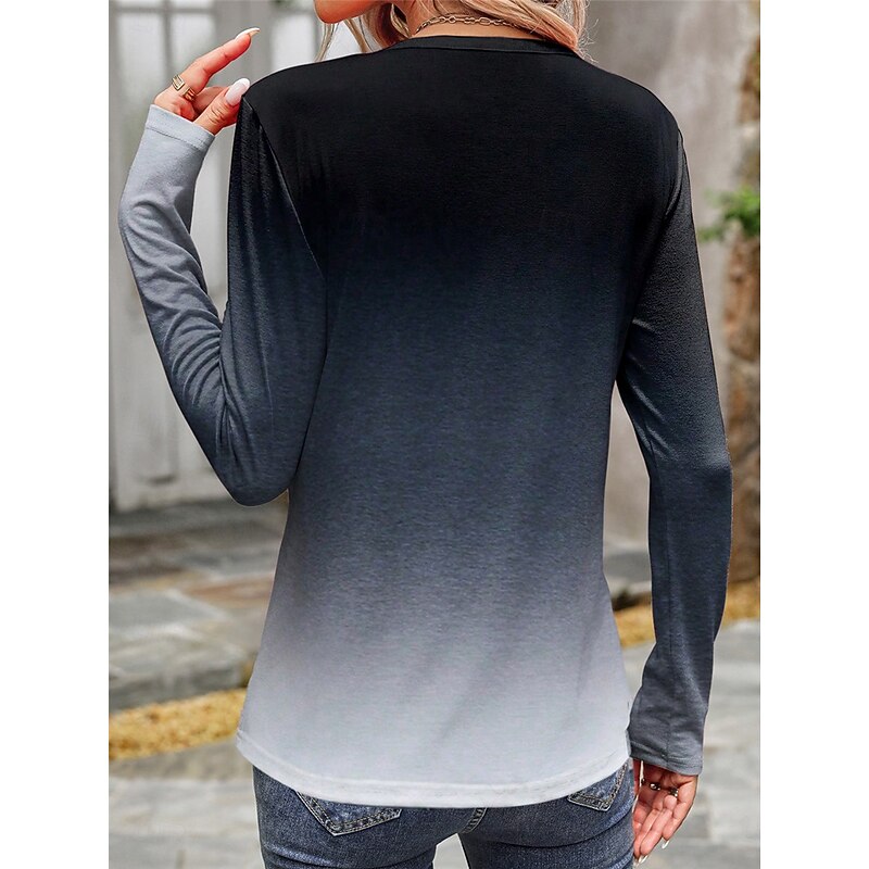 Women's 100% Cotton T shirt Tee Daily Weekend Casual Navy Blue Fall Winter2