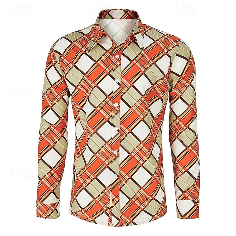 Retro Vintage 1970s Shirt Hippie Disco Paisley Ethnic Fancy Dress Men's Halloween Carnival Party Party / Evening Casual Daily Adults' Shirt4