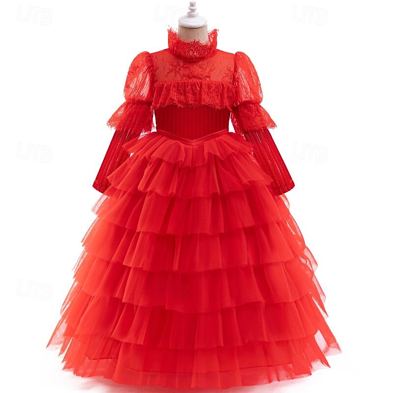 Ghost Bride Lydia Deetz Halloween Dress Beetlejuice Horror Movie Vintage Dress Dress Up Kid's Girls' Masquerade Party / Evening Easy Halloween Costumes Dress Up2