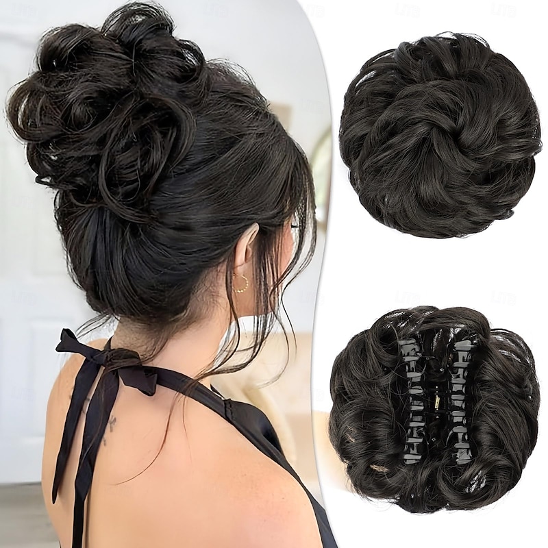 Messy Bun Hair Piece Claw Clip in Buns Ponytail Hair Extension Clip in Hair Piece for Women Girls Scrunchies Extensions3
