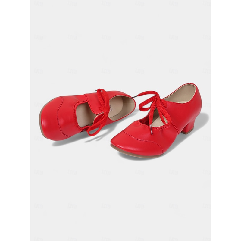 Women's Gold Lace-Up Dance Shoes with Low Block Heel, Perfect for Ballroom, Latin, and Jazz Dance Performances4