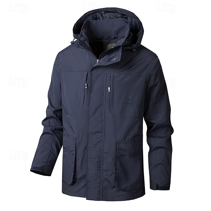 Men's Softshell Jacket Hiking Jacket Outdoor Windproof Water Resistant Windbreaker Jacket Traveling Khaki Dark Blue Grey4