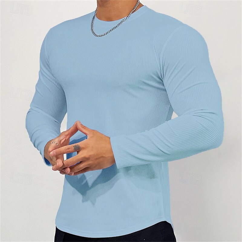 Men's Athletic Shirt Gym Shirt Fitness Shirt Padded Compression Shirt Long Sleeve Tee Tshirt Casual Athleisure Fall Solid Colored Soft Breathable Gym Workout Walking Jogging Sportswear Activewear2