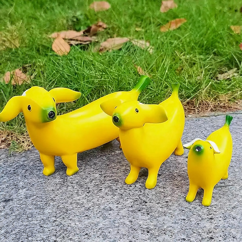 Resin Banana Figurine, Adorable Yellow Banana Dog Decoration, Home Decor Sculpture in Durable Resin Material 2025 - $12.49