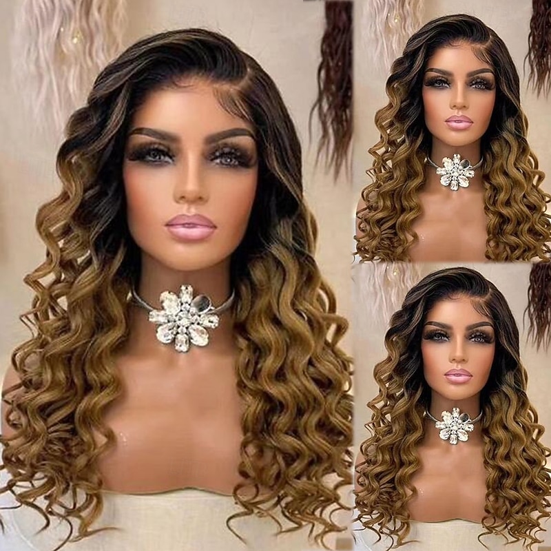 Remy Human Hair 13x4 Lace Front Wig Free Part Brazilian Hair Loose Wave Loose Deep Wave Multi-color Wig 130% 150% Density with Baby Hair Ombre Hair Glueless Pre-Plucked For Women Long Human Hair Lace3