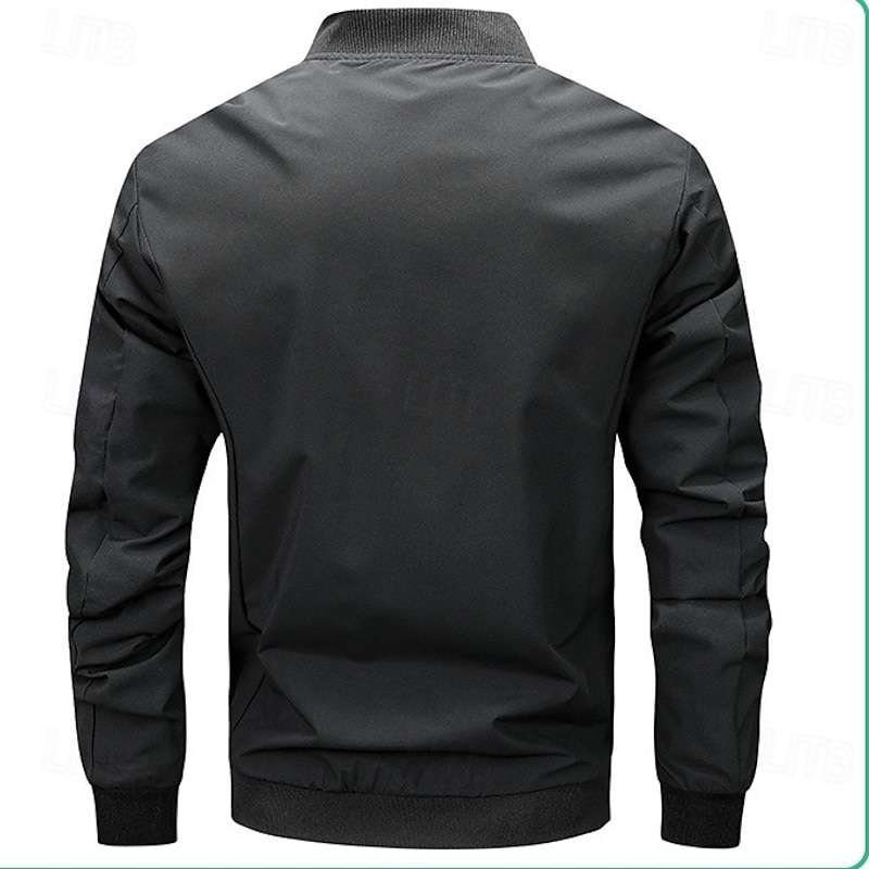 Men's Lightweight Jacket Outdoor Jacket Bomber Jacket Full Zip Spring &  Fall Active Black Navy Blue Dark Green Khaki Light Grey Jacket3