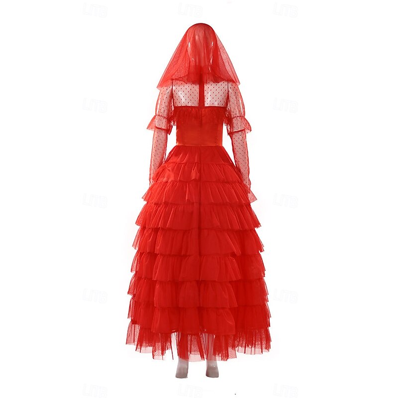 Lydia Deetz Zombie Brides Halloween Dress Fancy Costume Beetlejuice Scary Costume Adults' Women's Halloween Carnival Performance Wedding Party Easy Halloween Costumes Dress Up3