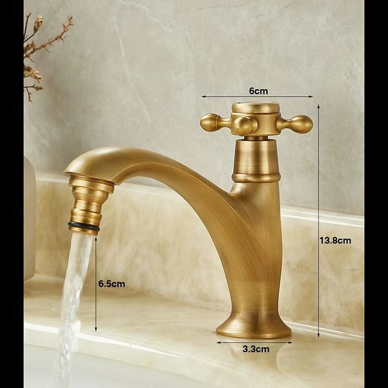 Bathroom Sink Faucet Antique Brass Single Handle One Hole Centerset Mount Lavatory Bathroom Vanity Faucet2