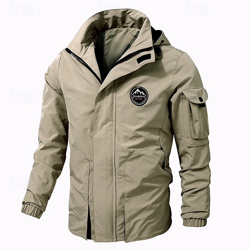Men's Outdoor Jacket Hiking Parka Tactical Jacket Outdoor Thermal Warm Fleece Lining Pocket Hooded Winter Autumn / Fall Solid Color Active Sports Regular Black Dark Green Khaki Jacket2