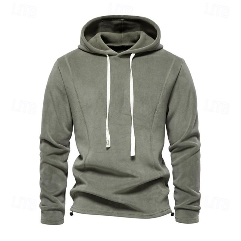 Men's Hoodie Polar Fleece Navy Blue Green Khaki Dark Gray Hooded Plain Pocket Sports & Outdoor Daily Holiday Streetwear Cool Casual Spring &  Fall Clothing Apparel Hoodies Sweatshirts  Long Sleeve2