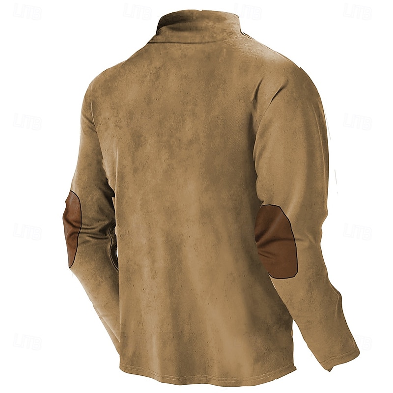 Men's Cow Hunting Sweatshirts Quarter Zip Sweatshirt Long Sleeve Sweatshirt Half Zip Vintage Retro Western Cowboy 3D Printing Hunting Half Zip Winter Spring &  Fall3