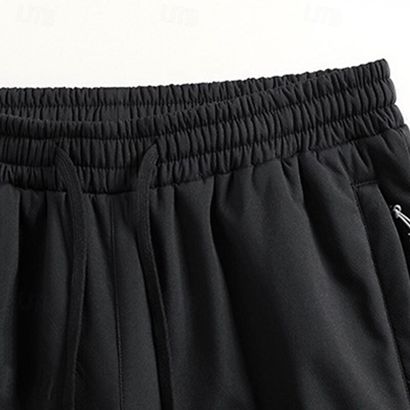 Men's Fleece Pants Winter Pants Trousers Casual Pants Pocket Drawstring Elastic Waist Plain Comfort Warm Sports Outdoor Daily Fashion Casual Black Dark Blue Micro-elastic2
