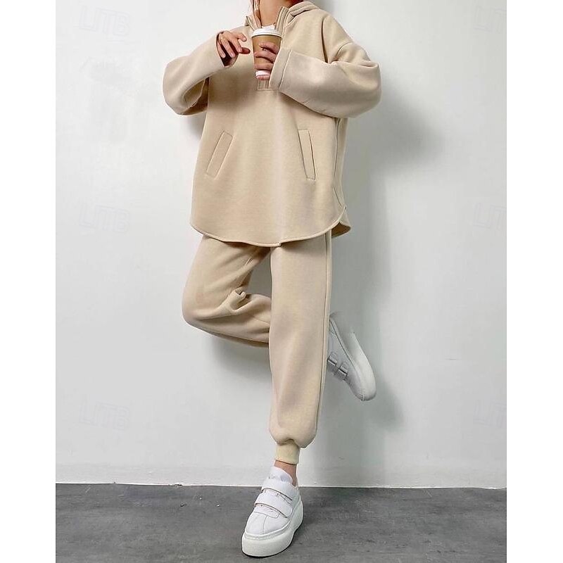 Comfry Fleece Women Sweatshirt Hoodie Tracksuit Warm Long Sleeve Brown Spring Fall3