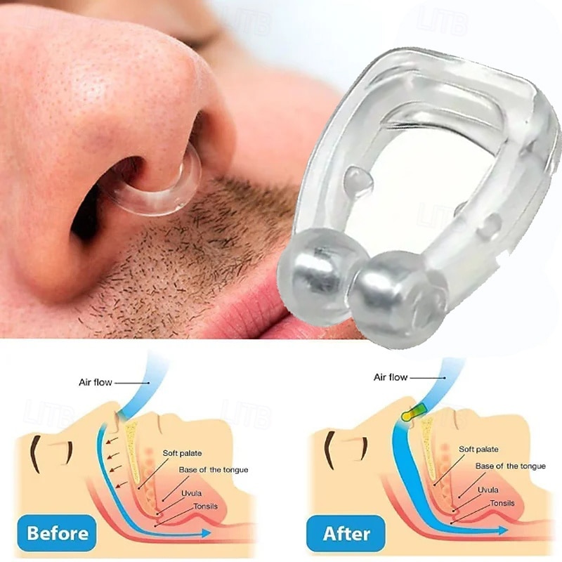 4 PCS Silicone Magnetic Anti Snore Stop Snoring Nose Clip Sleep Tray Sleeping Aid