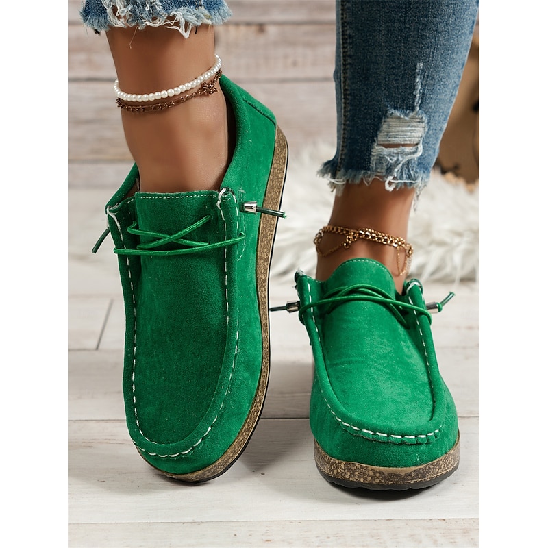 Women's Casual Grey Faux Suede Moccasins with Lace-Up Design and Cushioned Sole – Comfortable Loafers for Everyday Wear 16