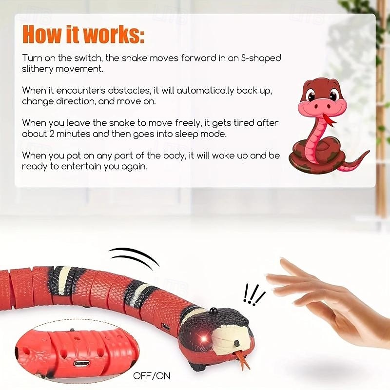 Electric Smart AI Snake Toy   Automatic Induction, Realistic Cunning Movement for Exciting Pet Playtime  Complete Interactive Toy Set4