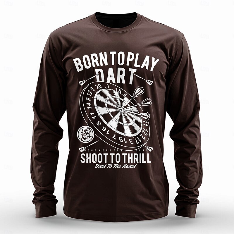 Men's Darts Funny Slang T Shirt Long Sleeve T shirt 3D Print Crew Neck Shirt Daily Designer Street Casual Black Red Blue Summer Spring Fall Clothing Apparel S M L XL XXL XXXL3