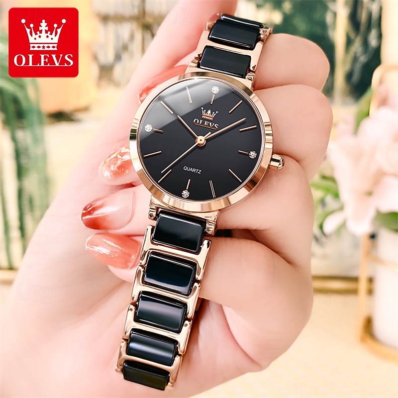 New Olevs Olevs Brand Fashion Trend Ceramic Strap Women'S Watches Simple Waterproof Life Travel Leisure Sports Diamonds Wristwatch - Main Image