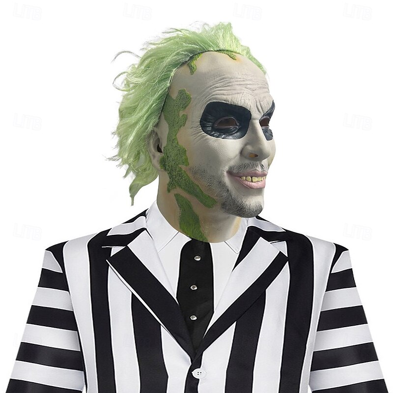 Zombie Halloween Mask Full Head Realistic Mask Beetlejuice Scary Costume Adults' Unisex Halloween Carnival Performance Party Easy Halloween Costumes Dress Up3