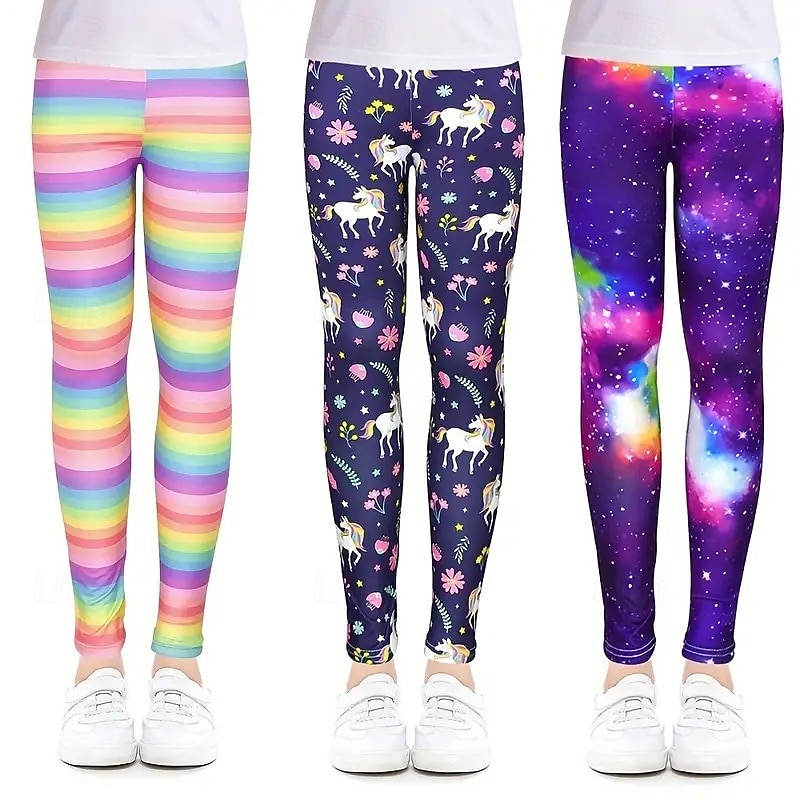 Girls' 3D Graphic Tie Dye Pants Leggings Spring Fall Active Basic Kids 4-12 Years Outdoor Casual Daily Regular Fit
