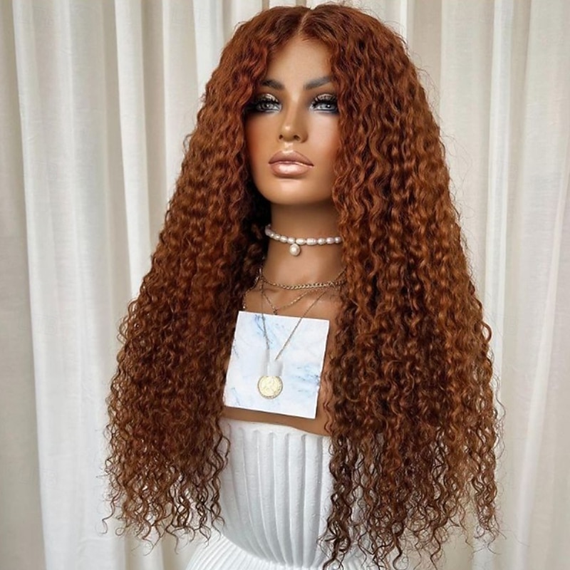 Unprocessed Virgin Hair 13x4 Lace Front Wig Free Part Brazilian Hair Curly Brown Wig 130% 150% Density with Baby Hair 100% Virgin Glueless Pre-Plucked For Women Long Human Hair Lace Wig