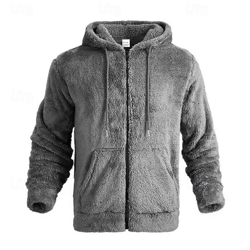 Men's Hoodie Jacket Outdoor Jacket Hiking Fleece Jacket Winter Outdoor Thermal Warm Fleece Lining Fleece Jackets Full Zip Climbing Camping / Hiking / Caving Traveling Black Navy Blue Khaki Grey3