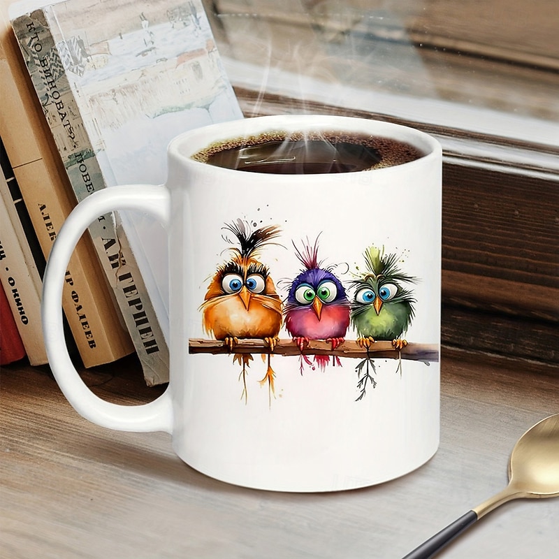 Bird Coffee Mug 11oz Ceramic Mug Funny Mug Funny Coffee Mug For Family/Friends/Sister/Colleague Novelty Coffee Mug Summer Winter Drinkware Party/Birthday Gift4
