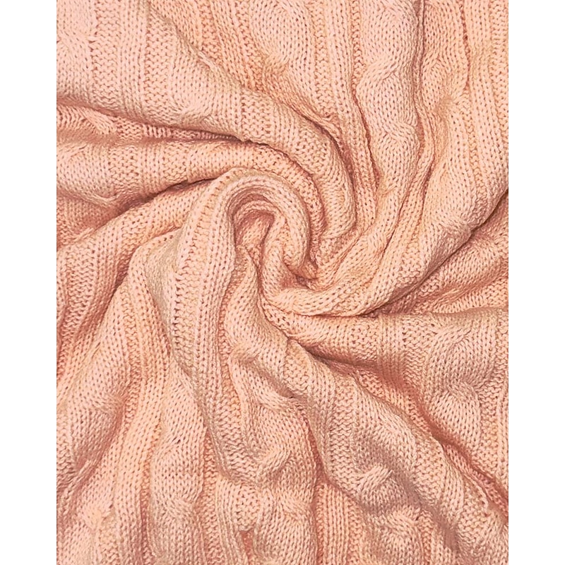 Women's Sweater Casual Solid Color Cable Crew Neck Knitted Long Sleeve Long Tops Knit Weekend Pink Fall Winter3