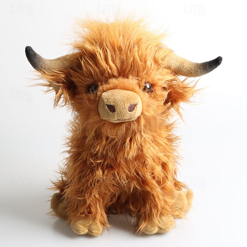 Highland Cow Brown Stuffed Animal   Soft Toy Gift for Kids  Naturli Eco-Friendly Plush  9.8 Inches