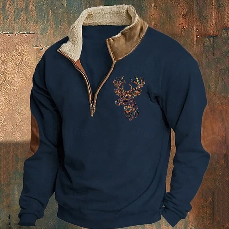 Men's Sweatshirt Quarter Zip Sweatshirt Black Navy Blue Khaki Gray Half Zip Plain Sports & Outdoor Daily Holiday Polyester Streetwear Cool Retro Winter Spring &  Fall Clothing Apparel Hoodies4