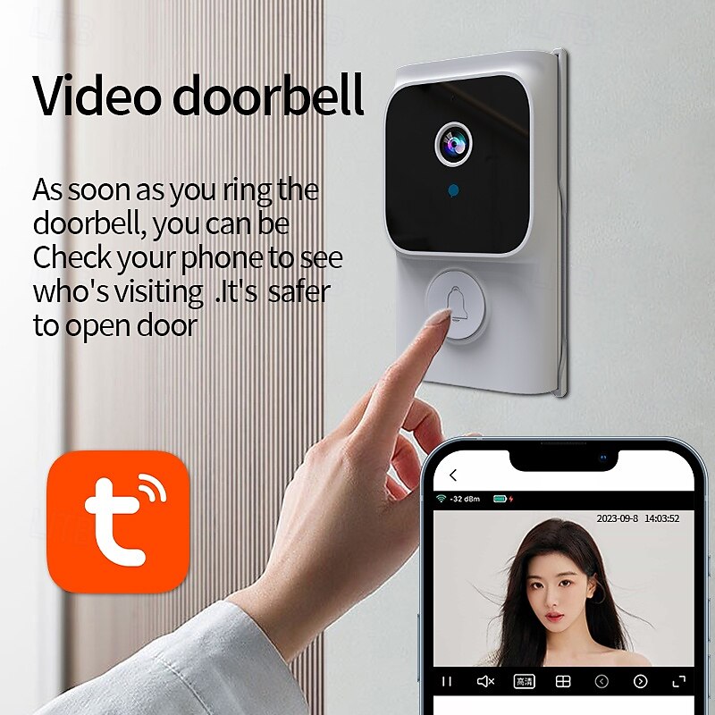 Wireless Video Doorbell Camera Visual Smart IP Doorbell Night Vision Real-Time Monitoring Remote Intercom Security Door Bell2