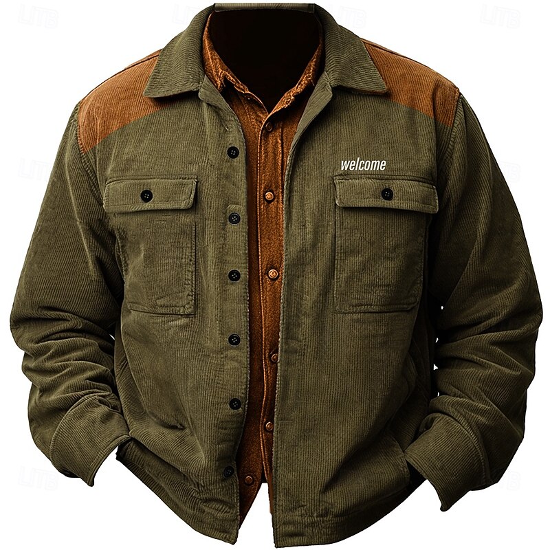 Men's Shirt Jacket Overshirt Long Sleeve Vintage Tribal Dailywear Fall & Winter Collared Shirts Button Up 3D Print 2 Pockets 1pc Army Green Navy Blue Brown