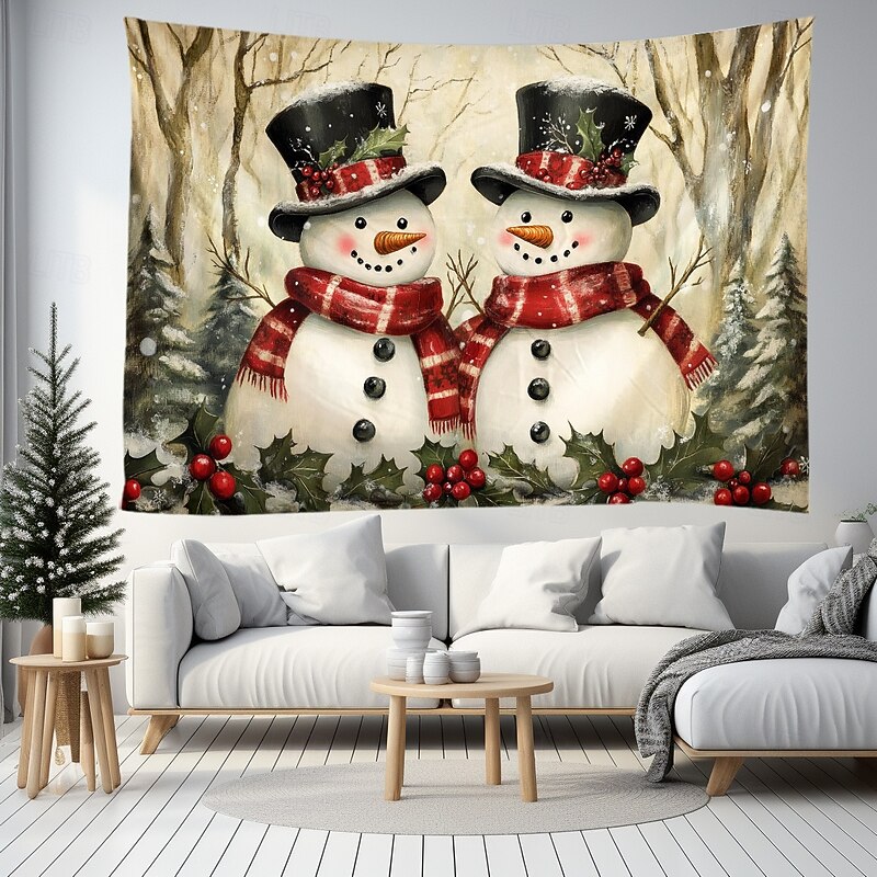 Christmas Decorations Snow Couple Hanging Tapestry Wall Art Large Tapestry Mural Decor Photograph Backdrop Blanket Curtain Home Bedroom Living Room Decoration4