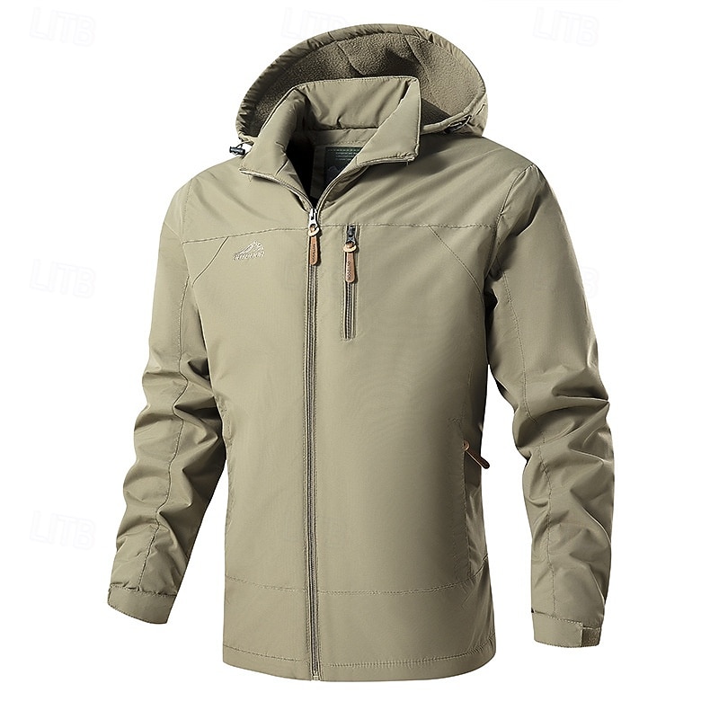 Men's Hiking Fleece Jacket Winter Outdoor Patchwork Thermal Warm Fleece Lining Fleece Jackets Full Zip Climbing Camping / Hiking / Caving Traveling Black Army Green Khaki Dark Blue Grey