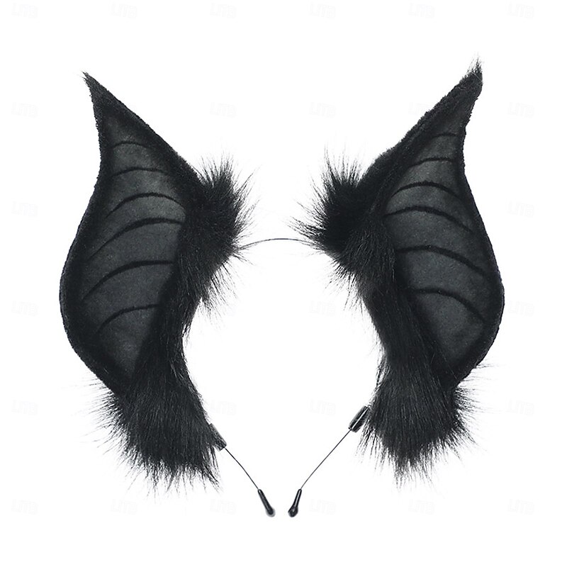 Cats Bat Fauxs Furs Ears Headbands Cute Halloween Fancy Dress Cosplays Costume Handmade Animal Furry Ears Hair Hoop Women