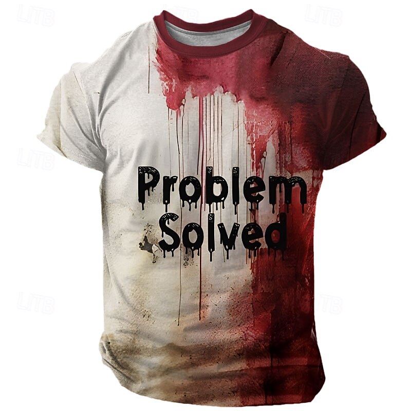 Halloween Men's Blood Splatter Text Blood stains T Shirt Short Sleeve T shirt 3D Print Crew Neck Shirt Fashion Athleisure Street Sports Outdoor Red Summer Spring Clothing Apparel S M L XL XXL XXXL2