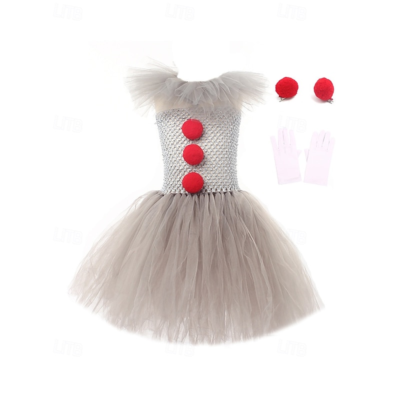 Kids Girls' Dress Cosplay Dress Cosplay Custome Solid Color Sleeveless Performance Party Halloween Party Mesh Princess Cosplay Costume Halloween Custome Polyester Knee-length A Line Dress Tulle Dress4