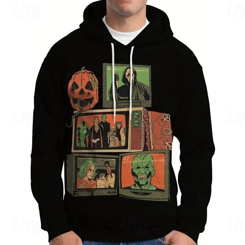 Horror Movie Pumpkin Michael Myers Ghostface Hoodie Pullover Halloween 3D Front Pocket Graphic For Couple's Men's Women's Adults' Halloween Carnival Masquerade 3D Print Party Casual Daily2