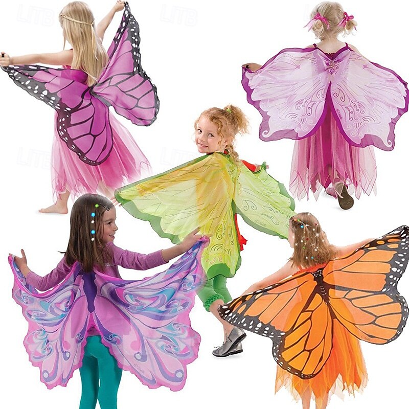 Butterfly Halloween Cosplay Costume Cloak Cosplay Kid's Girls' Mardi Gras Performance Party Halloween Easy Halloween Costumes Dress Up