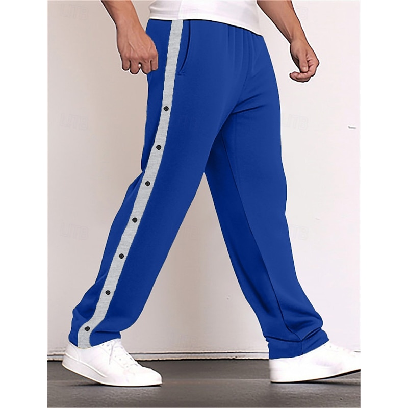 Men's Sweatpants Wide Leg Sweatpants Trousers Pocket Drawstring Elastic Waist Color Block Comfort Sports Outdoor Daily Fashion Casual Black White Micro-elastic