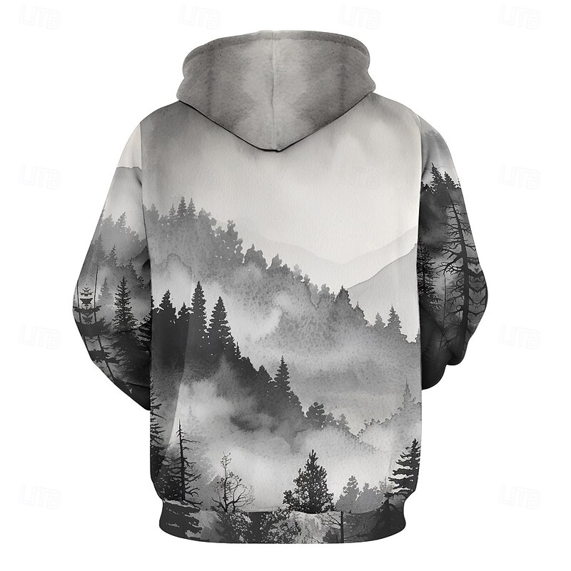 Men's Graphic Hoodie Hoodies Sweatshirt Vacation Daily Long Sleeve Hooded Vacation Sports Outdoor Going out White Printing Winter Spring &  Fall Designer2