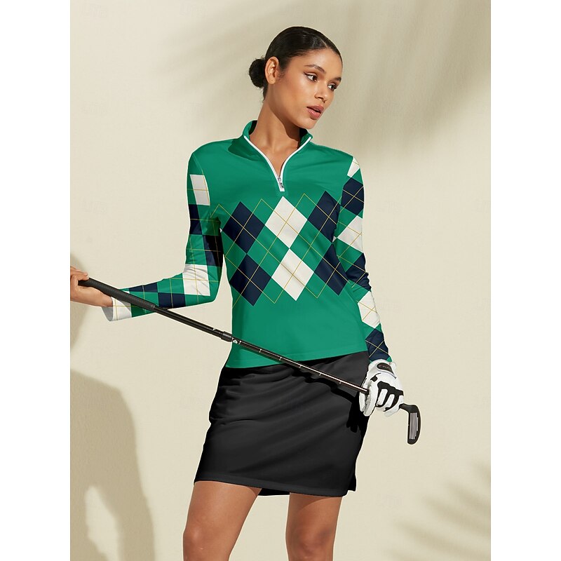 Women's Golf Polo Shirt Black Blue Green Long Sleeve Top Ladies Golf Attire Clothes Outfits Wear Apparel4