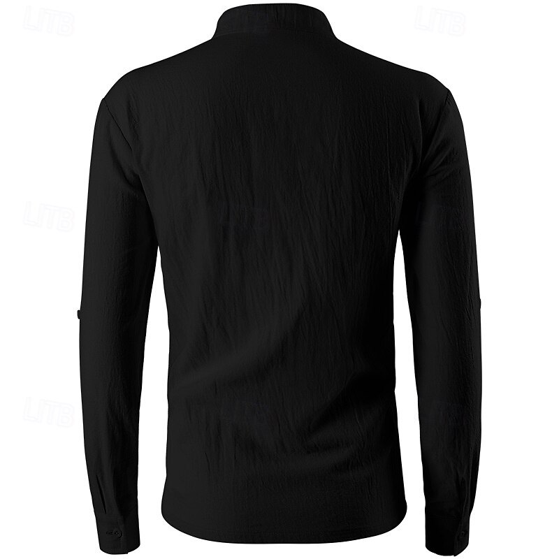 Medieval Renaissance 17th Century Blouse / Shirt Cosplay Costume Celtic Knight Elven Drawstring Solid Color Fancy Dress Men's Pirate Fantasy Halloween Masquerade Casual Daily Renaissance Fair Adults'4